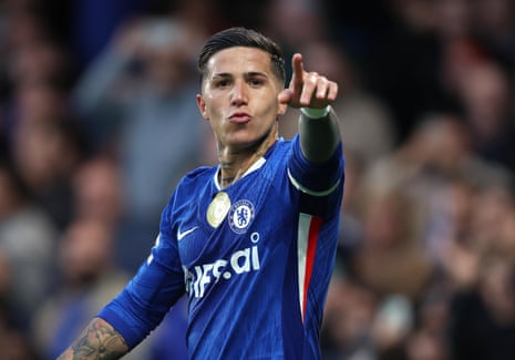 Enzo Fernandez celebrates the opening goal.