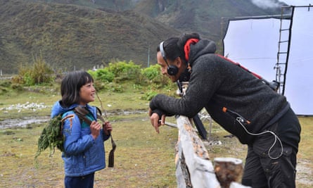 ‘She’s made people cry with joy’ … villager Pem Zam, who played a pupil, and director Pawo Choyning Dorji.
