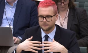 Christopher Wylie appearing before the digital, culture, media and sport select committee in the House of Commons.