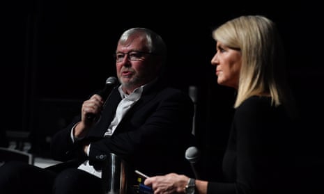 Former prime minister Kevin Rudd and former foreign minister and current chancellor of the ANU Julie Bishop in conversation at the Australian National University in Canberra