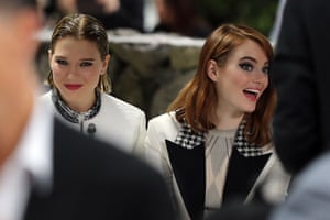 Léa Seydoux and Emma Stone in the front row for the Cruise collection