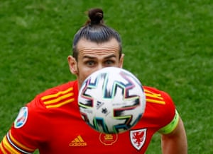 Wales hero Gareth Bale with eyes on the ball.