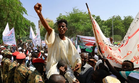 Sudanese protesters take part in a rally demanding the dissolution of the transitional government in favour of military rule
