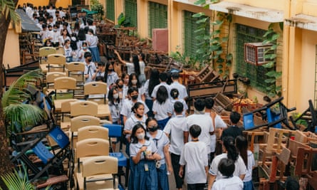 Students during recess period at Batasan National high in Quezon city