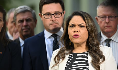 Nationals leader David Littleproud and Country Liberal party senator Jacinta Price with Nationals members and senators