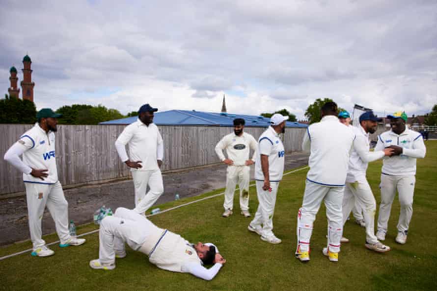 Yorkshire cricket’s great divide: ‘We’ve got to stop looking over the fence at each other’ | Cricket 2 White Rose CC players take a drinks break in their Quaid E Azam Premier League fixture match against Darulshafa.
