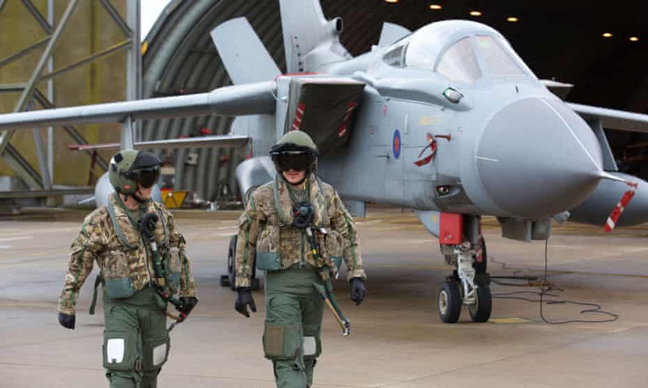 Pilots in front of an RAF Tornado aircraft