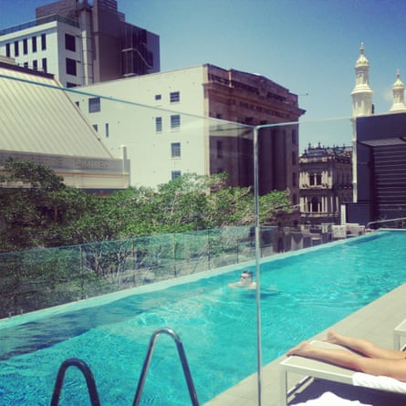 Rooftop bar at Next Hotel in Brisbane city centre, April 2015
