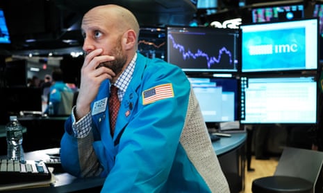 A trader on the floor of the New York stock exchange.