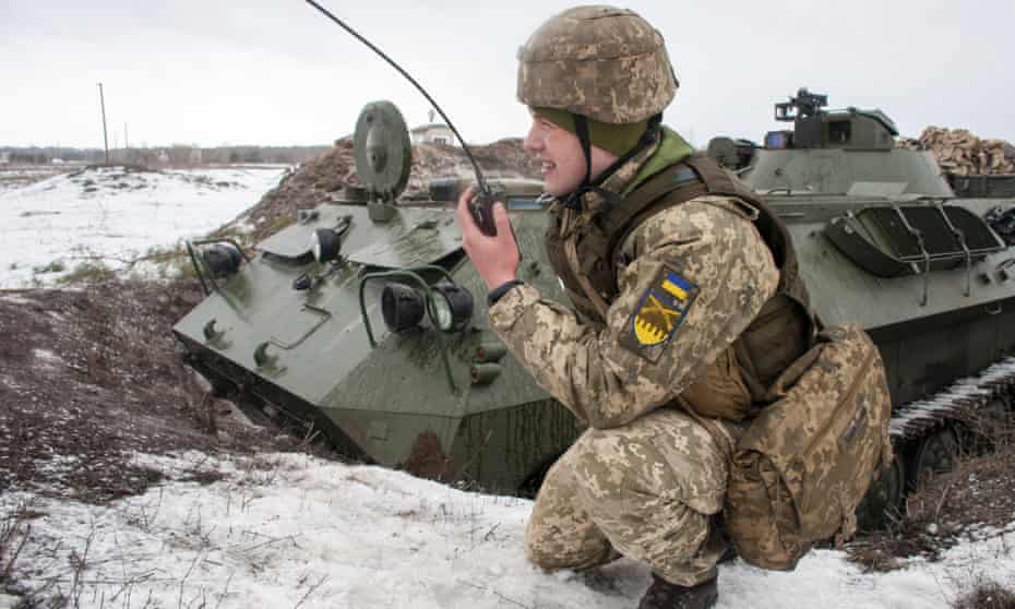 A Ukrainian military drill near Kharkiv on 10 February