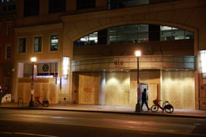 Stores are boarded up on the eve of the inauguration