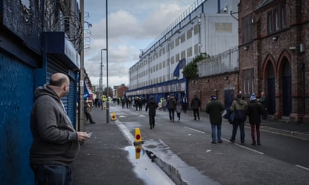 Everton supporters make their way to Goodison Park, the club’s current home and where they have been based since 1892