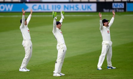 Joe Root, Jos Buttler and Rory Burns appeal for a wicked in unison during England’s series against Pakistan this summer.