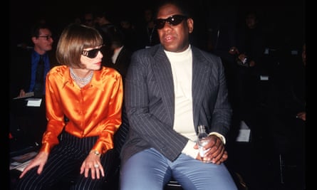Anna Wintour and Andre Leon Tilley attend the 7th on Sixth Fashion show in 1996 in New York City