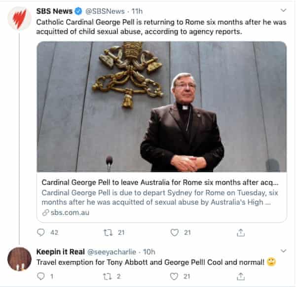 George Pell Why The Cardinal Is Free To Travel To Rome Despite Australia S Covid Ban Australia News The Guardian