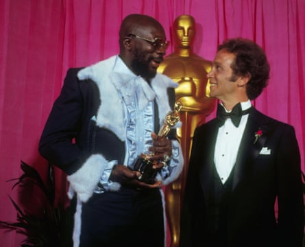 Isaac Hayes Holding His Oscar Award