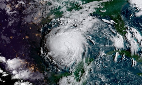 Hurricane Harvey approaches the coast of Texas from the Gulf of Mexico as it strengthens to a category 3 storm.