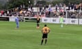 A frustrated Folkestone player got sent off after he kicked the Billericay keeper and stole the ball during piggy in the middle.