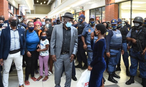 South Africa’s police minister, Bheki Cele, on a visit to Cape Town on Sunday as the country’s Covid-19 crisis worsened.