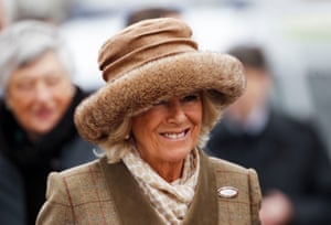 Camilla Duchess of Cornwall arrives with hat firmly in place
