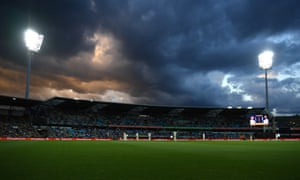 Clouds cover the Blundstone Arena.