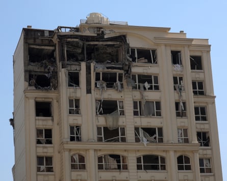 Damaged high rise building