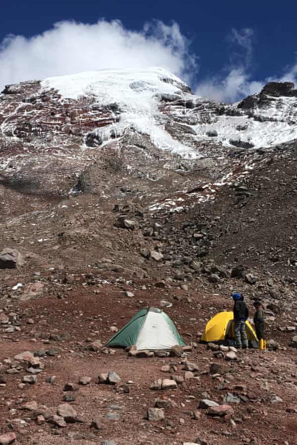 The camp at 16,500 feet below Stubel Glacier, Ecuador