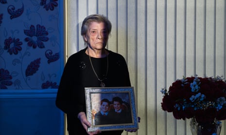 Mary Myers,  the mother of Martin Myers, who has been in prison on an IPP sentence since 2006. Martin's twin brother, Patrick (also in the picture she is holding), died recently. 