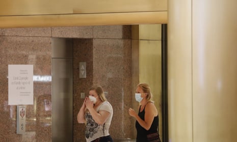 Shoppers wear masks at the Galleria Dallas mall in Texas on 4 May. 