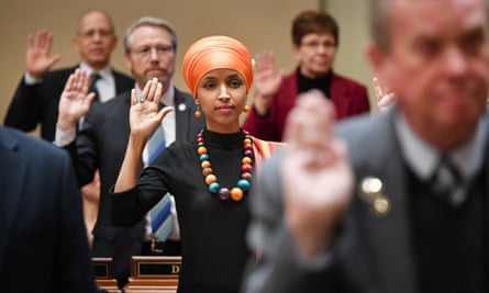 Ilhan Omar is sworn in at the Minnesota state capitol.