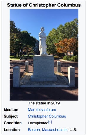 The Wikipedia entry for the statue already carries the status ‘decapitated’