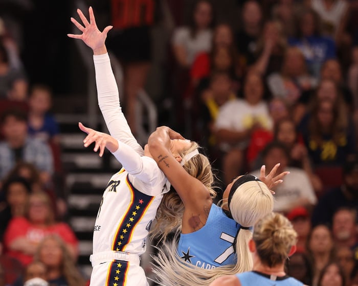 Sky’s Carrington posts ‘white privilege’ after ejection for hard foul on Sophie Cunningham — image supplied by The Guardian Sport's feed