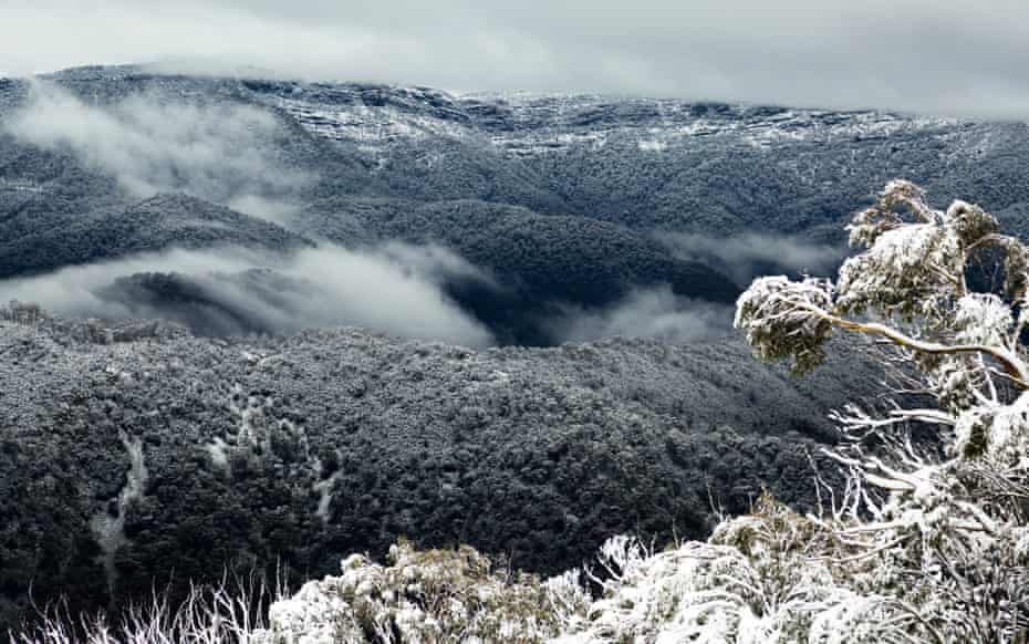 Snow covers Mt Buller in eastern Victoria, Australia