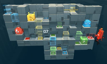 In Death Squared each player guides a different robot around a puzzle that can only be solved by working together