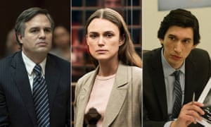 Mark Ruffalo in Dark Waters, Keira Knightley in Official Secrets and Adam Driver in The Report.
