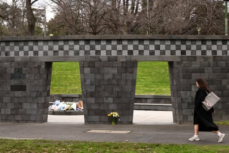 Floral tributes at the Police Memorial in Melbourne