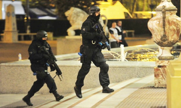Armed police officers during the exercise.
