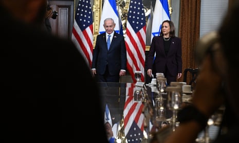 Benjamin Netanyahu and Kamala Harris during their meeting in the White House