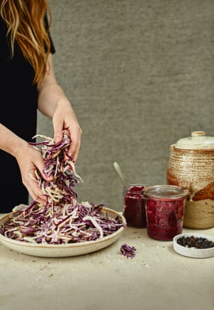 Preparing cabbage for a quick slaw or sauerkraut.