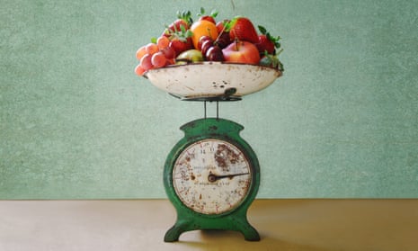 Vintage kitchen scales with fruit