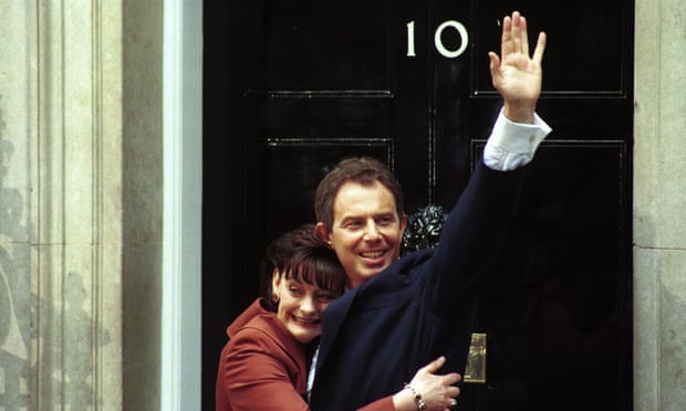 Tony Blair waves on the steps of No 10 Downing Street after Labour won the general election in 1997.