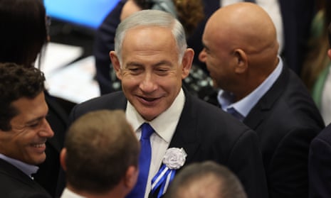 Benjamin Netanyahu at the swearing-in ceremony of Israeli lawmakers at the Knesset in Jerusalem
