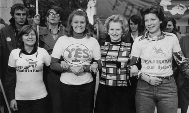 Margaret Thatcher, pictured in 1975 campaigning to ‘Keep Britain in Europe’.