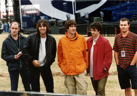 Oasis at Knebworth prior to their two shows in August 1996.
