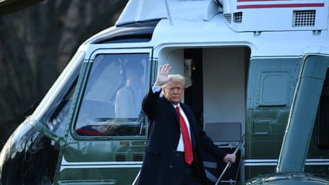 Donald Trump departs White House for final time as president – video
