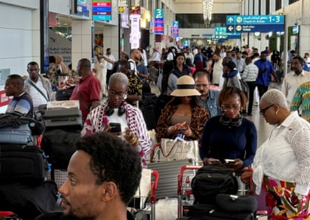 Passengers at Dubai international airport, 24 June 2025
