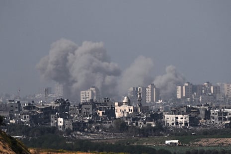 Smoke billows after an Israeli airstrike on the northern Gaza Strip.