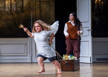 Francesca Mills as Ophelia, front, and Tessa Wong as Horatio.