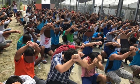 A protest inside the Manus Island detention centre in August.