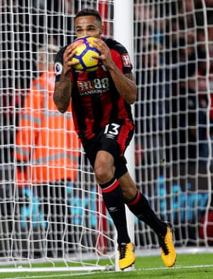 Callum celebrates scoring his third, and Bournemouth’s fourth, goal in the 4-0 win over Huddersfield Town